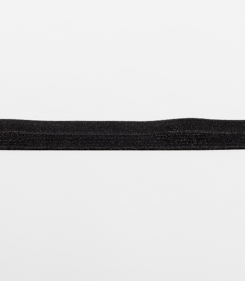 20mm Fold Over Elastic 120 Mtr Roll Black Sheen Finish - Click Image to Close